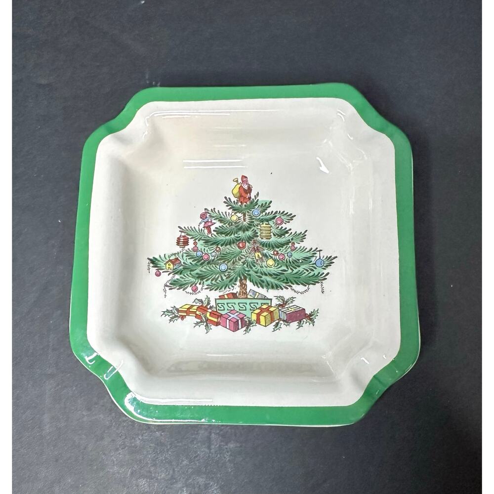 SPODE Christmas Tree Ashtray Trinket Dish Holiday Tableware England